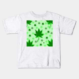 green leaves pattern design background Kids T-Shirt